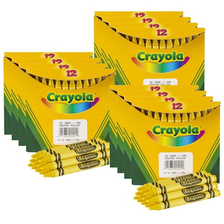 Bulk Crayons, Yellow, Regular Size, 144PK